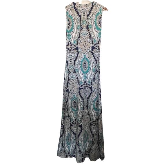 Soft Surroundings Paisley Print Sleeveless Maxi Dress Size M Tall Boho - Picture 3 of 7
